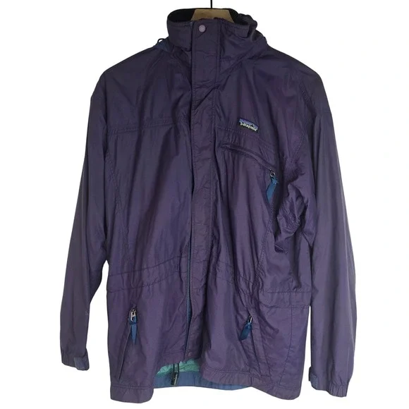 Patagonia Vintage Rain Jacket Women S Purple Nylon Gorpcore Hooded Windbreaker - Picture 1 of 7